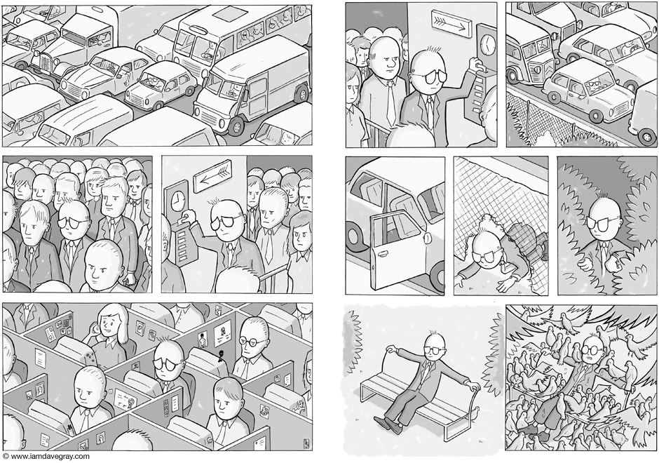 Comic about a man stuck in the city.